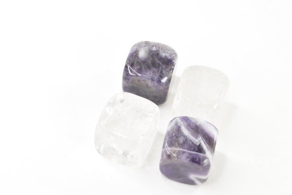 Amethyst and quartz crystal cubes