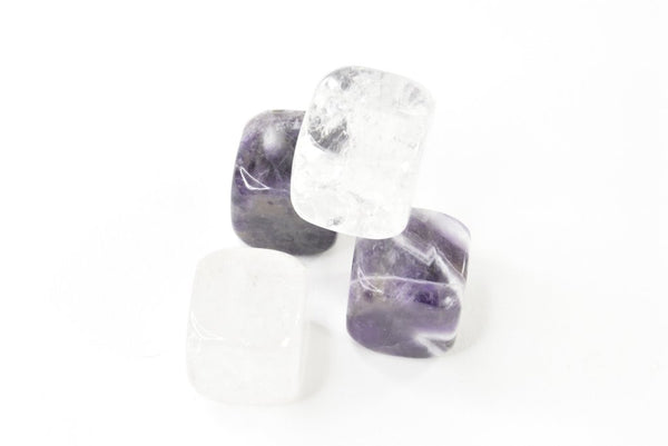 Amethyst and quartz crystal cubes